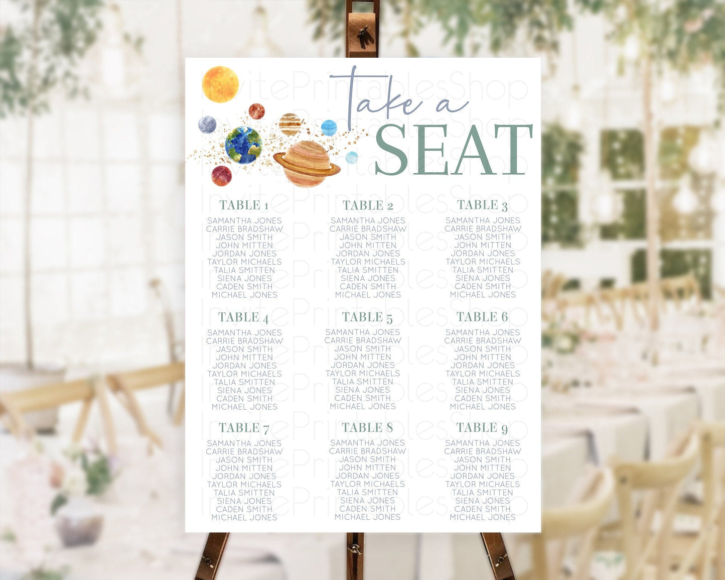 Space Seating Chart Space Seating Decor First Trip Around the Sun Decor Decor Sky Stars Planets Milkyway Solar System Take A Seat D10598