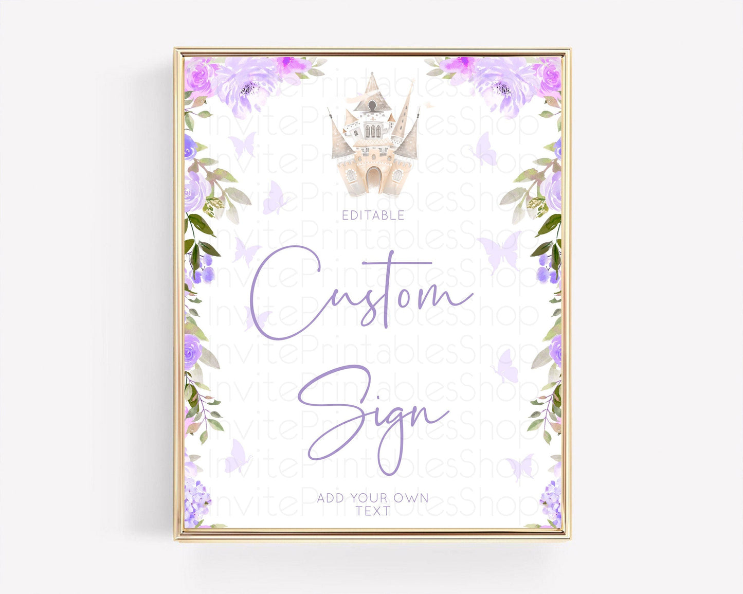 Princess Party Table Sign Decor Secret Garden Enchanted Castle Pastel Floral Royal Party For 1st Birthday Baptism Baby Shower D10339