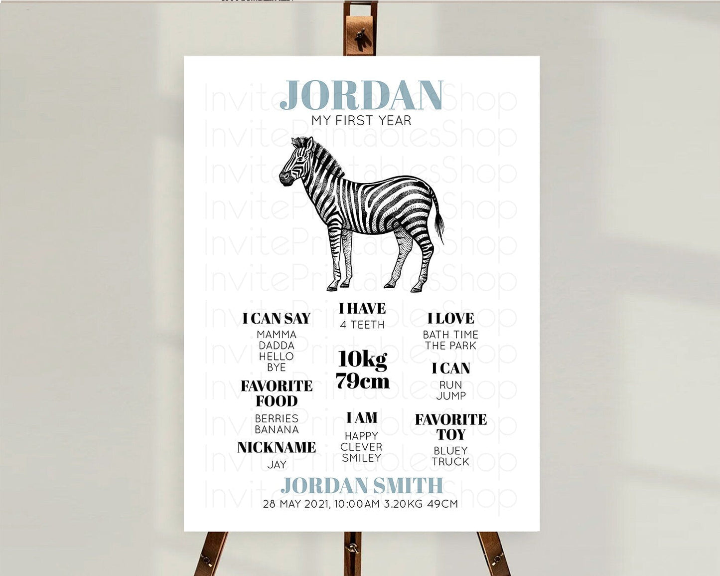 Zebra First Birthday Milestone Board Zebra Milestone Poster Zebra Decor Safari Adventure Zebra First Birthday Welcome Sign D10249