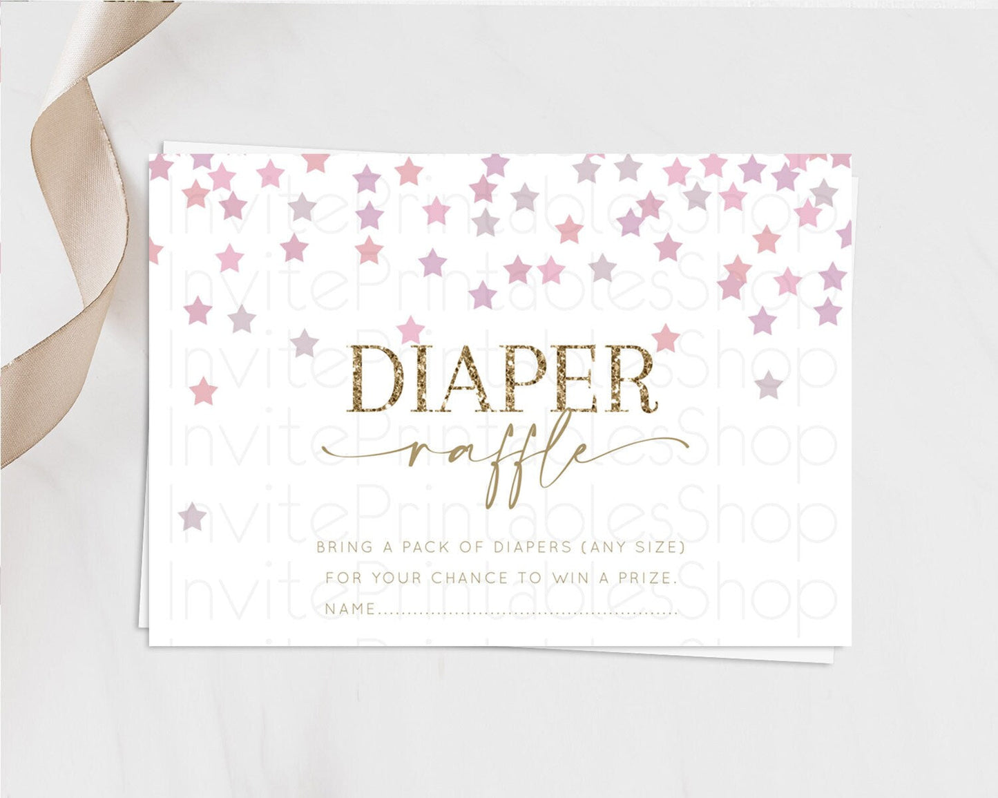 Pastel Star Diaper Raffle Card Shooting Star Diaper Raffle Insert Twinkle Little Star Diaper Ticket Rainbow Confetti Raffle Game D10344
