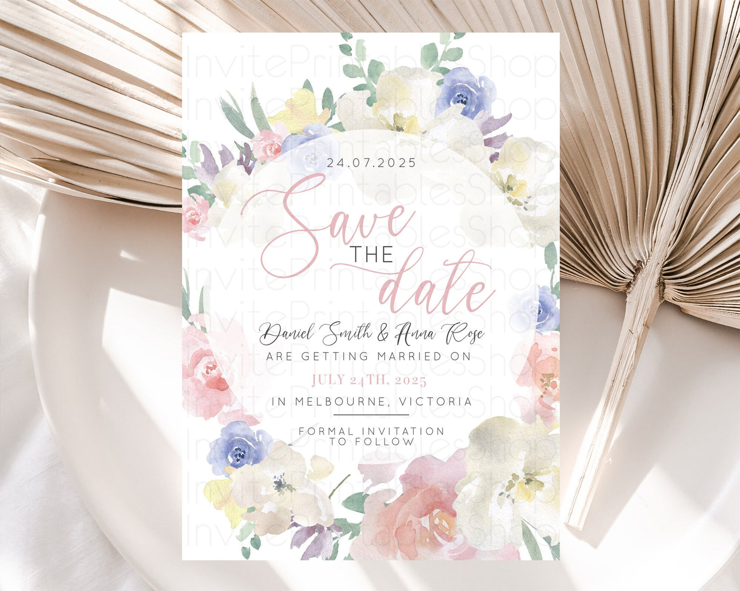 Wildflower Save The Date Template Secret Garden Save The Date Pastel Floral Garden Party Boho Flowers Birthday Baby Shower Wedding D10841