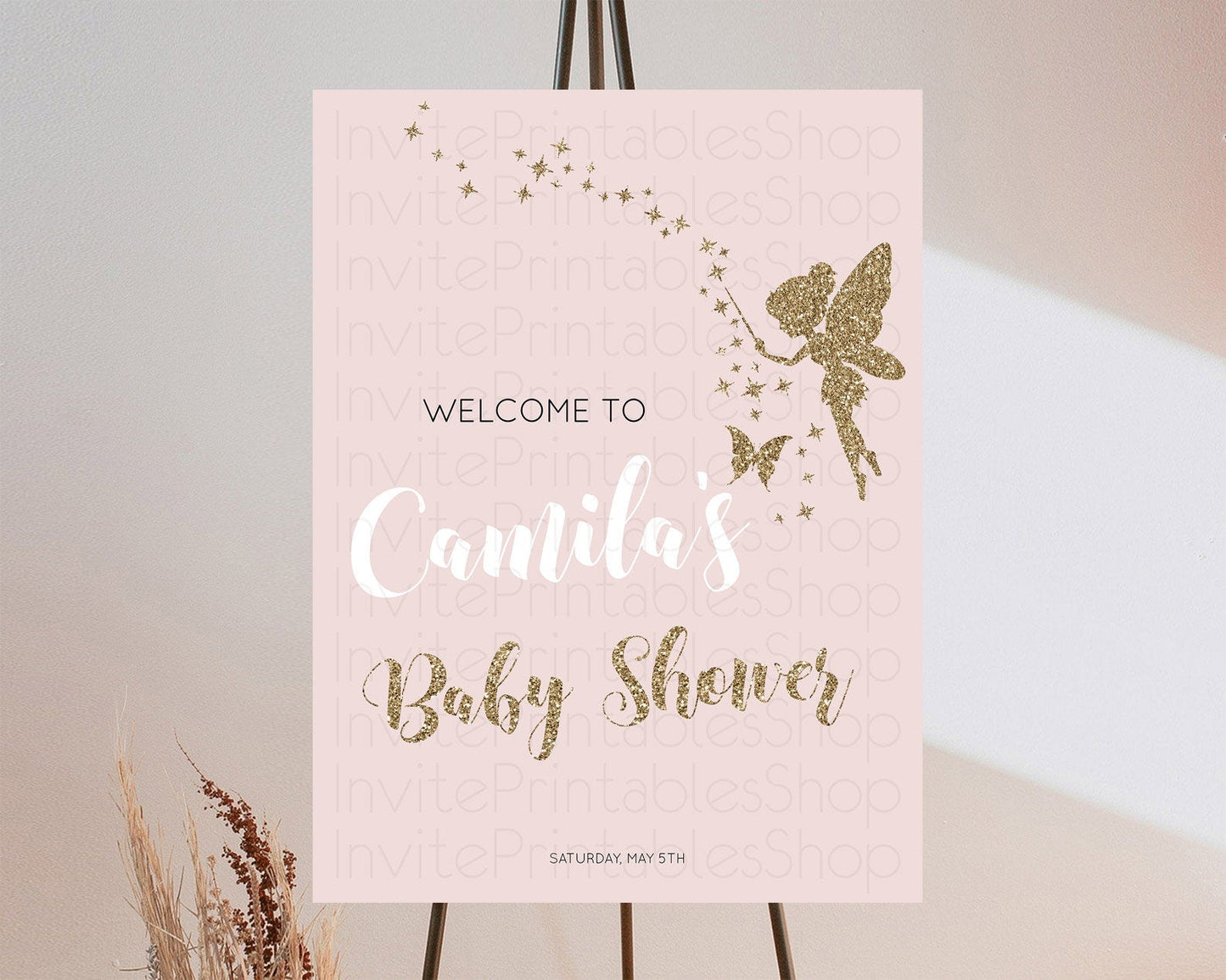 Fairy Baby Shower Welcome Sign Fairy Welcome Board Enchanted Garden Pastel Floral Butterfly Decor Secret Garden Fairy Welcome Sign D10899