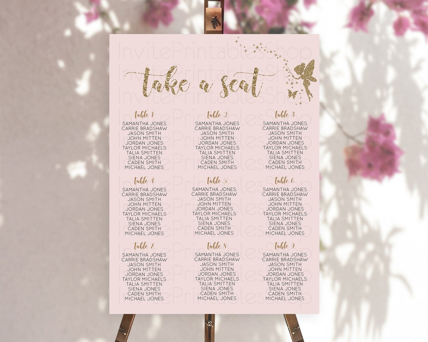 Fairy Seating Chart Pastel Fairy Seating Chart Fairy Tea Party Fairy Garden Seating Sign Enchanted Garden Floral Butterfly Decor D10899