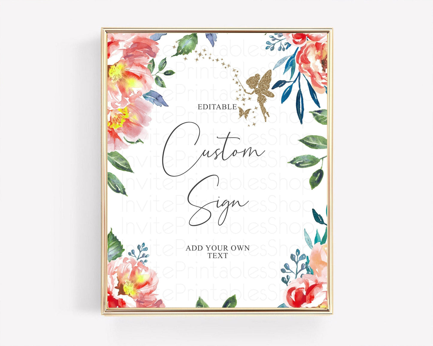 Fairy Sign Enchanted Garden Table Sign Decor Pastel Floral Butterfly Party Secret Garden Birthday Baptism Baby Shower Bridal Shower D10752