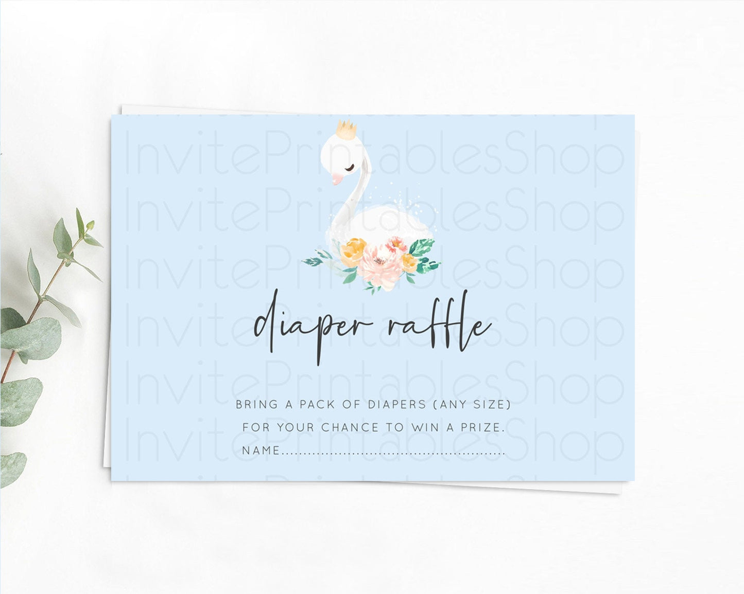 Swan Diaper Raffle Card Swan Princess Ballet Diaper Raffle Insert Enchanted Swan Lake Diaper Ticket Secret Garden Floral Raffle Game D10903