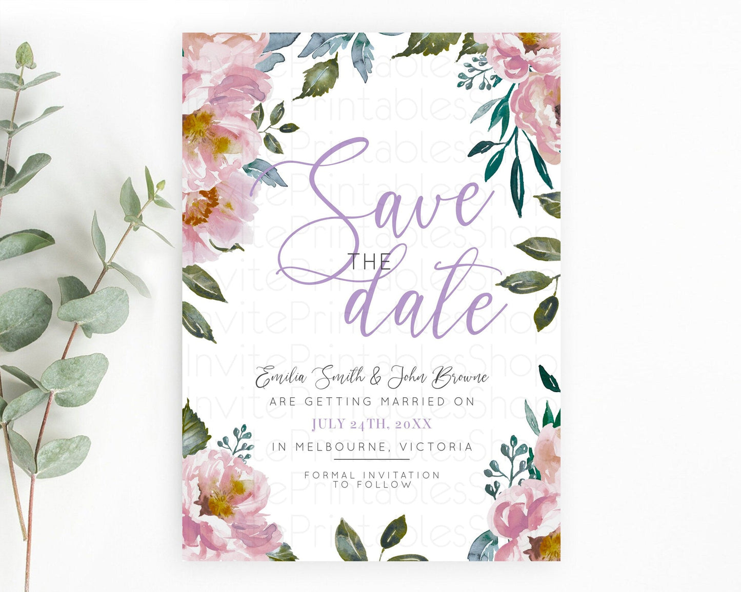 Wildflower Save The Date Template Secret Garden Save The Date Pastel Floral Garden Party Boho Flowers Birthday Baby Shower Wedding D10729