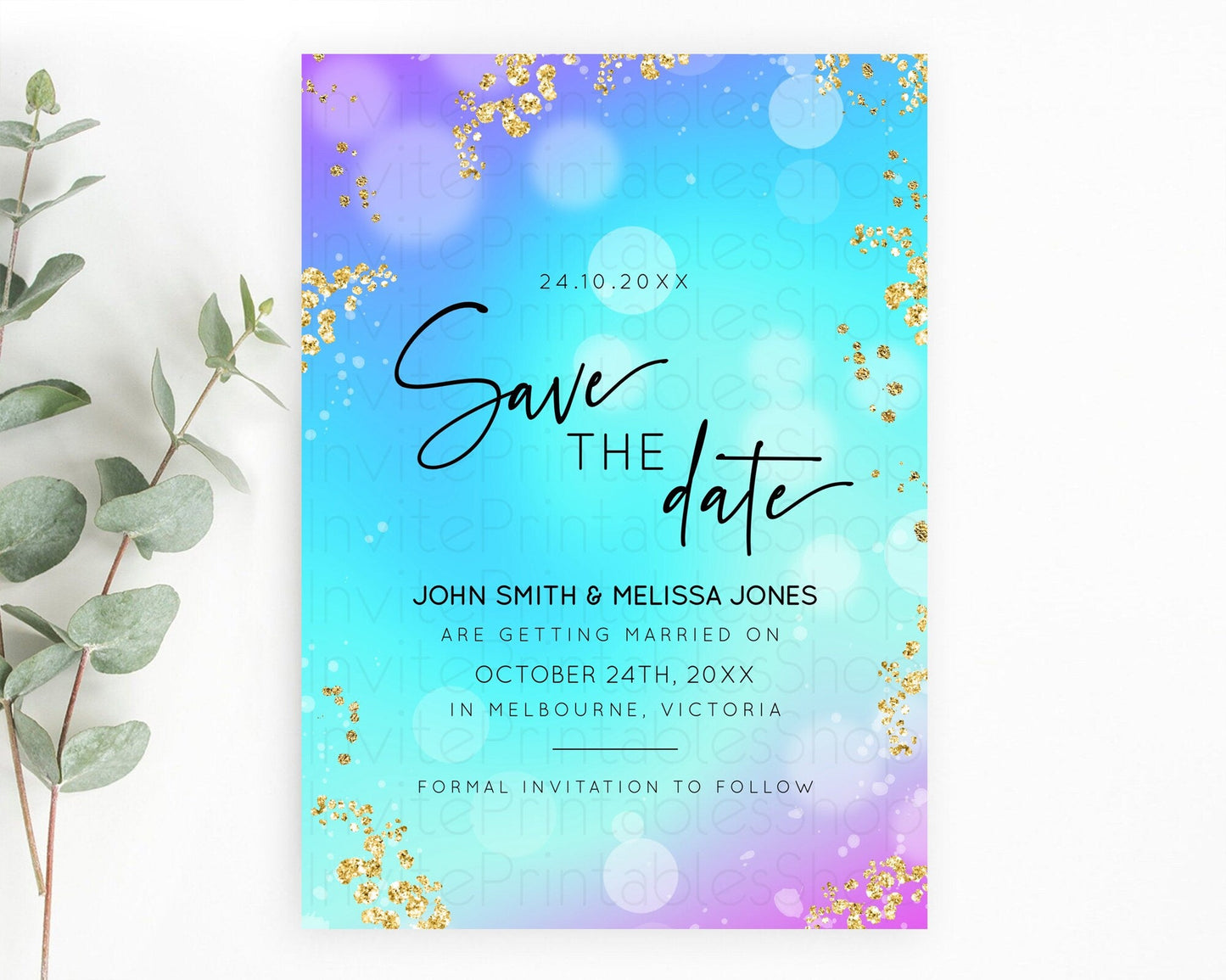 Mermaid Save The Date Template Colorful Pastel Mermaid Under The Sea Pool Party For 1st Birthday Baptism Baby Shower Bridal Shower D10573