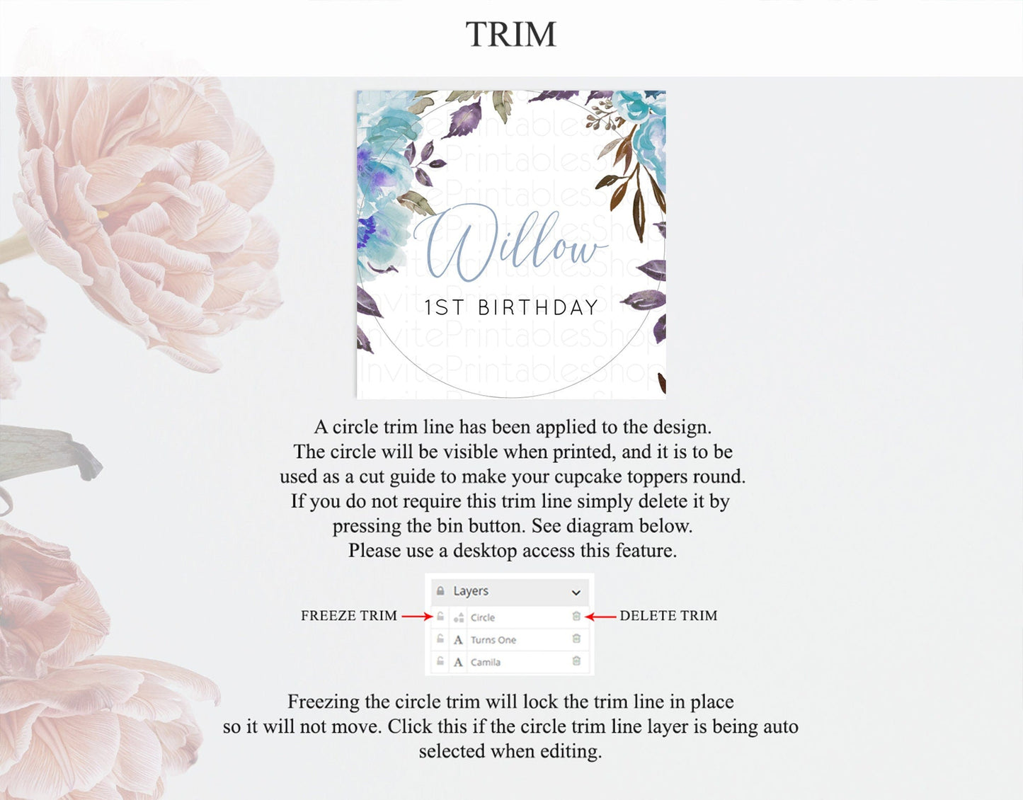 Secret Garden Cupcake Toppers Wildflower Cupcake Toppers Pastel Flowers Cupcake Toppers Enchanted Garden Boho Floral First Birthday D10730