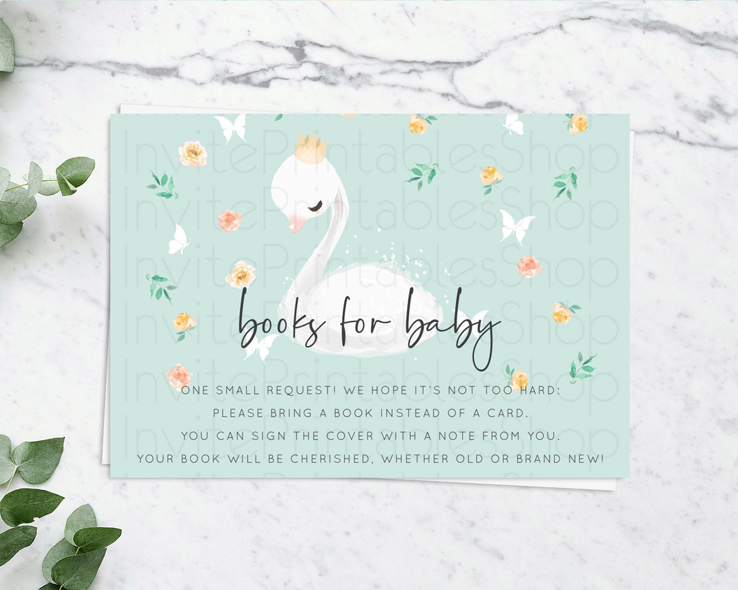 Swan Books For Baby Card Swan Princess Ballet Book Insert Enchanted Swan Lake Book Card Secret Garden Floral Book Poem Request D10905