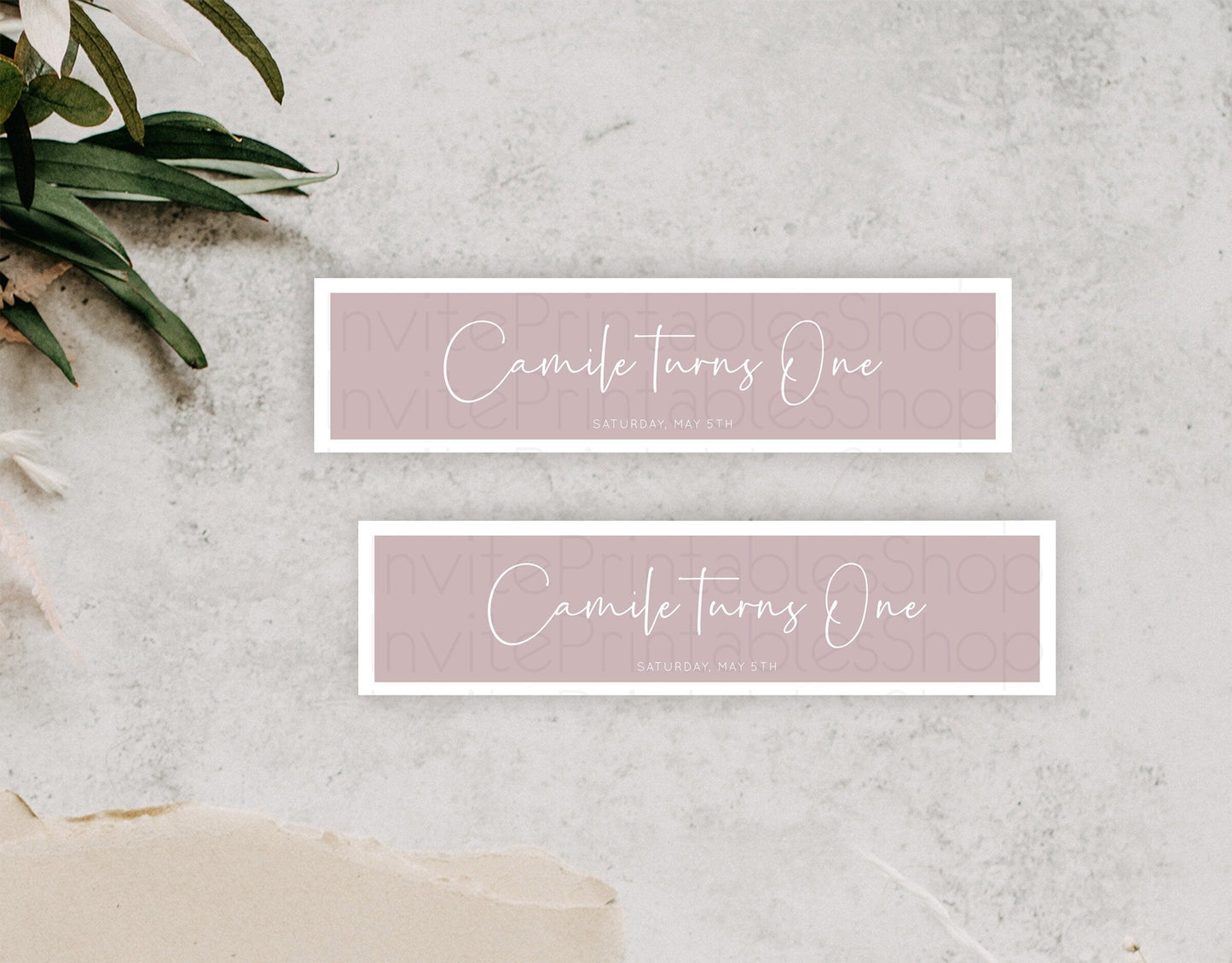 Minimalist Pink Water Label Template Simple Modern Pink Party Decor Theme For 1st Birthday Baptism Baby Shower Wedding Bridal Shower D10936