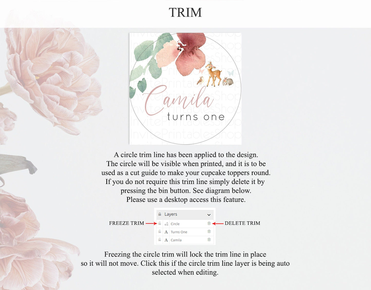 Fawn Cupcake Toppers Deer Cupcake Toppers Enchanted Forest Party Butterfly Pastel Flowers Woofland Cupcake Toppers First Birthday D10913