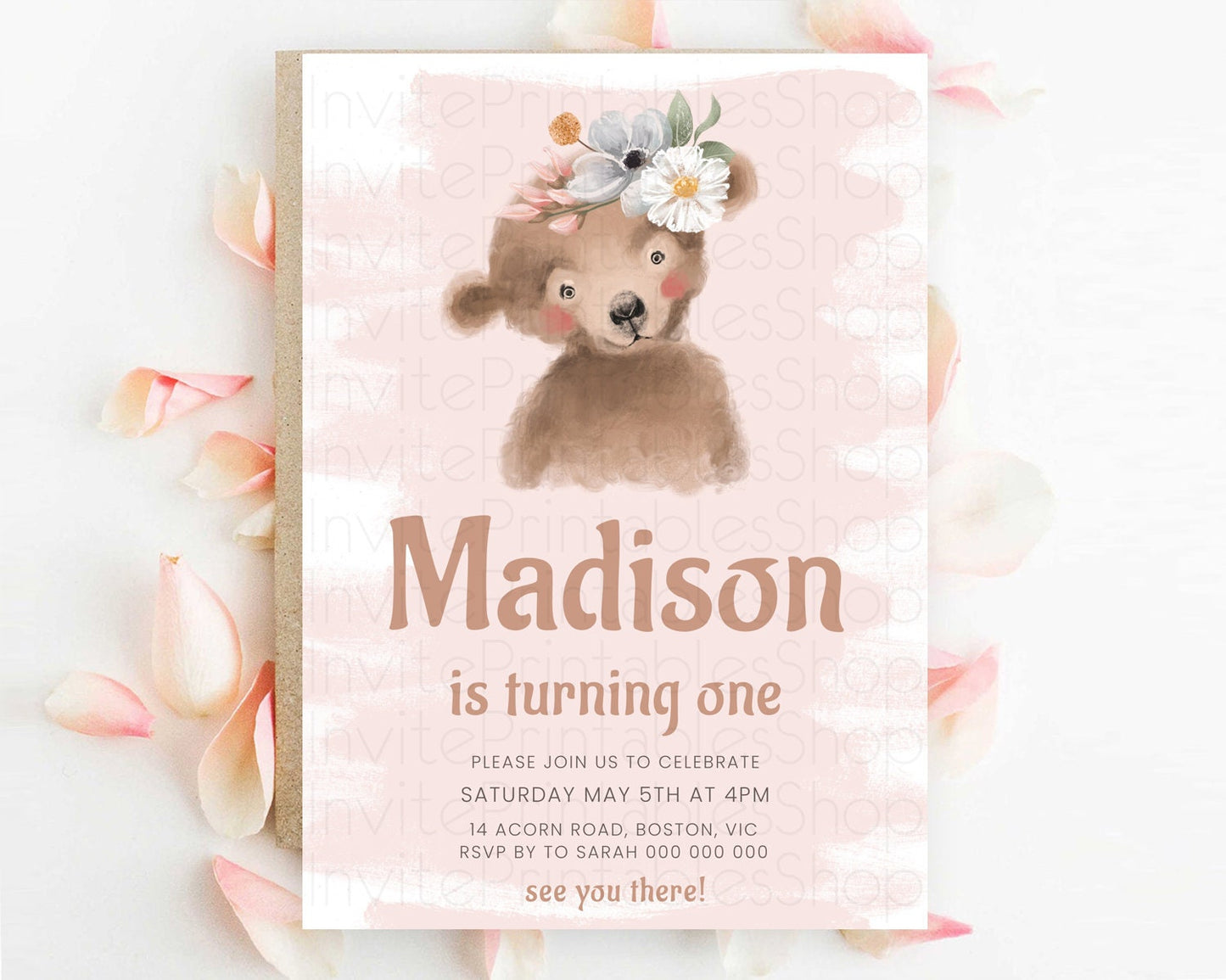 Bear Birthday Invitation Bear Invitation Forest Baby Invites Bear Woods Party Forest Adventure Bear Hunt Party 2nd First Birthday D10612