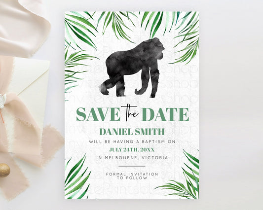 Editable Gorilla Save The Date Template Gorilla Party Save The Date Safari A