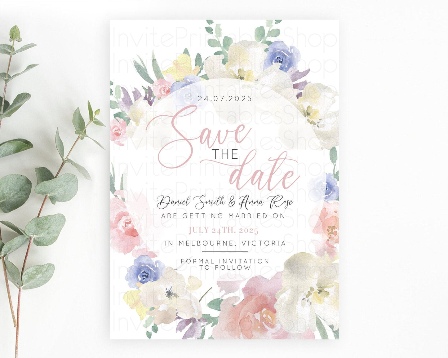 Wildflower Save The Date Template Secret Garden Save The Date Pastel Floral Garden Party Boho Flowers Birthday Baby Shower Wedding D10841