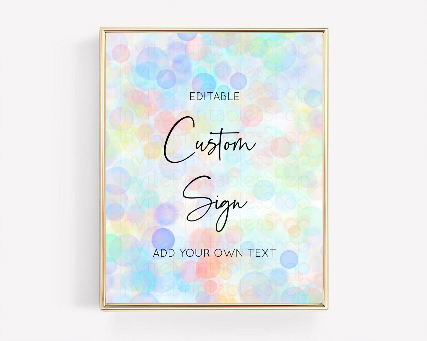 Pastel Bubbles Sign Colorful Confetti Table Sign Decor Bubble Bath Party Rainbow Sprinkles 1st Birthday Baby Shower Baptism Wedding D10444