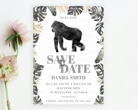 Editable Gorilla Save The Date Template Gorilla Party Save The Date Safari A