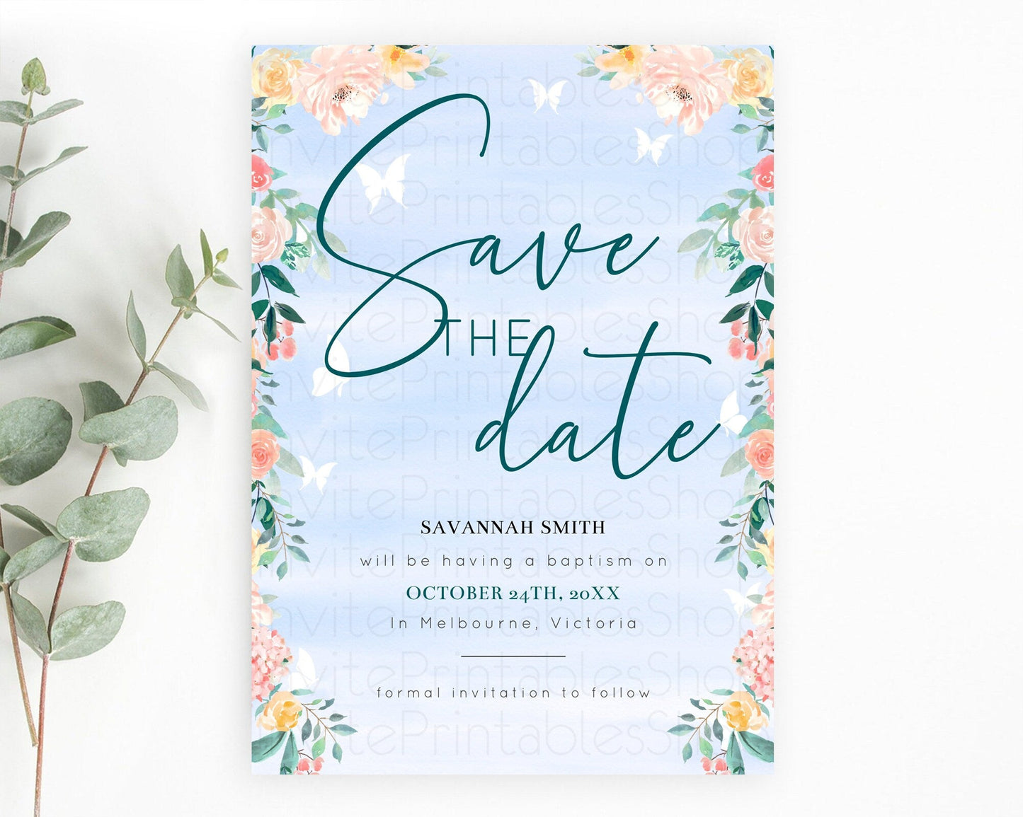 Wildflower Save The Date Template Secret Garden Save The Date Pastel Floral Garden Party Boho Flowers Birthday Baby Shower Wedding D10337