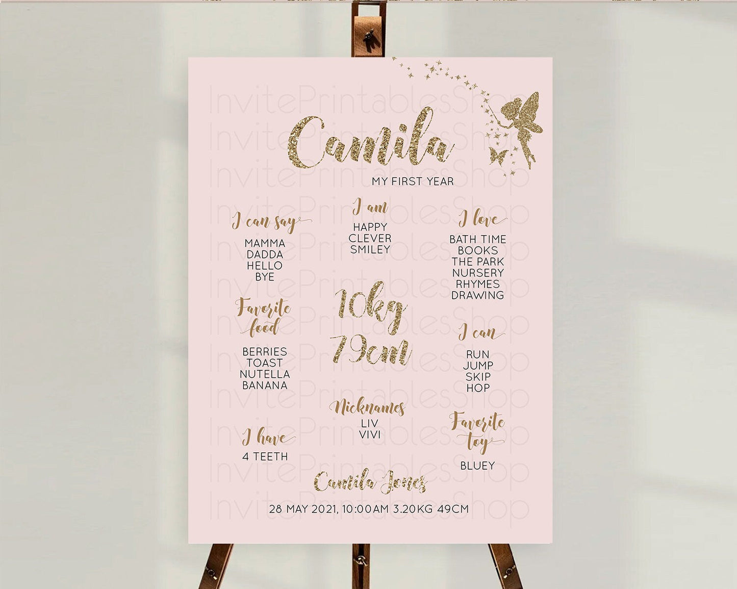 Fairy First Birthday Milestone Poster Fairy Secret Garden Milestone Board Enchanted Garden Pastel Floral Butterfly 1st Birthday Sign D10899