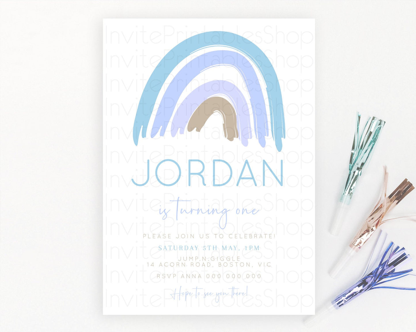 Pastel Rainbow Birthday Invitation Pastel Rainbow Invitation Rainbow Invitation Pastel Invitation Boho Rainbow 1st First Birthday D10352