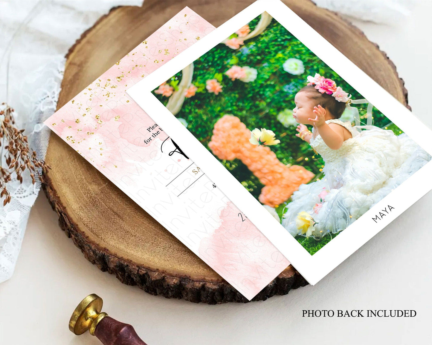 Pink Baptism Invitation Pink Watercolor Baptism 1st Birthday Invitation Pastel Pink Watercolor Christening Invite Pink Splash D10328