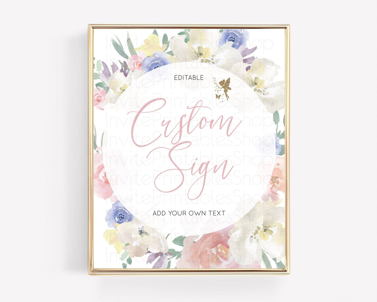 Fairy Sign Enchanted Garden Table Sign Decor Pastel Floral Butterfly Party Secret Garden Birthday Baptism Baby Shower Bridal Shower D10852