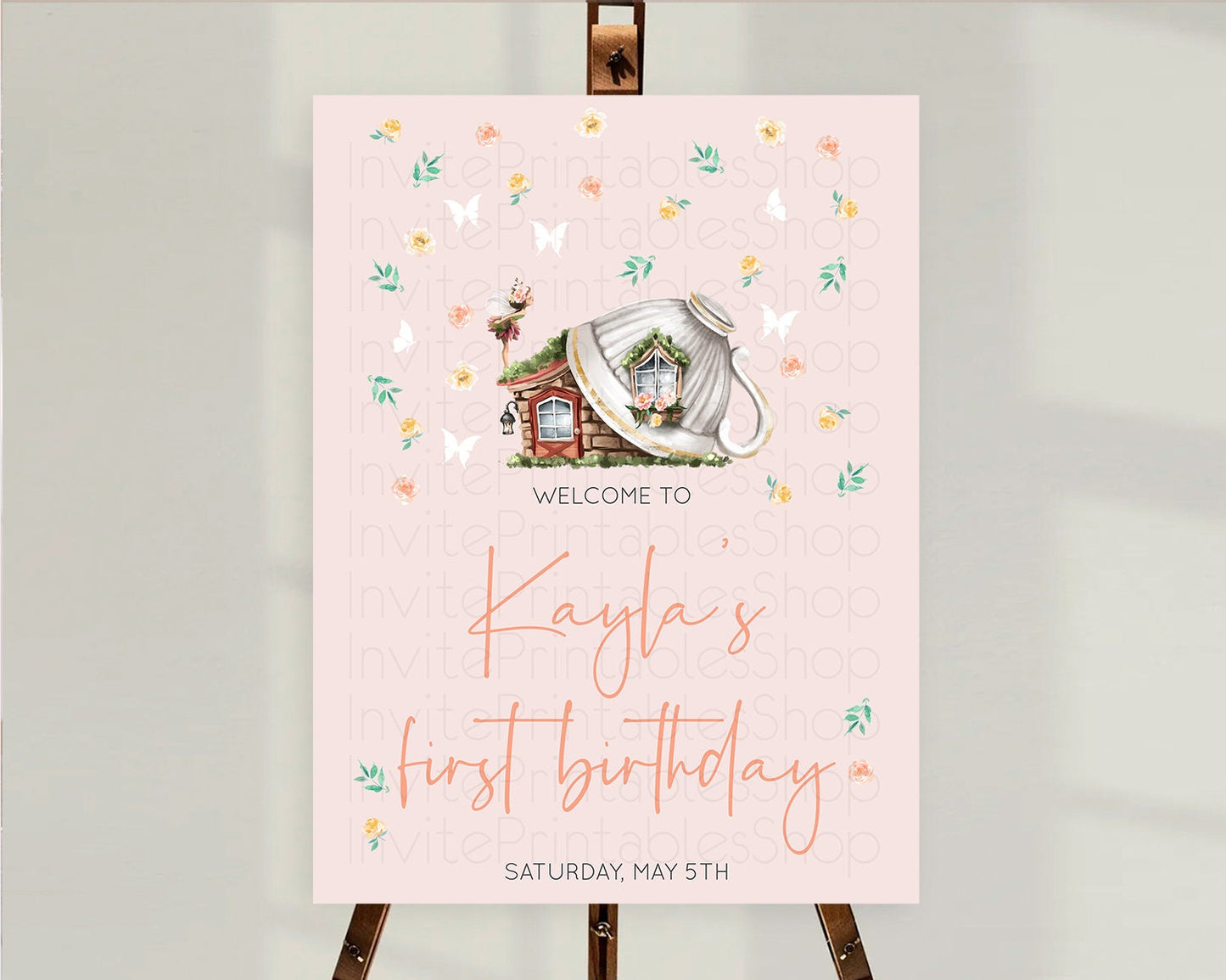 Fairy Welcome Sign Fairy Welcome Board Enchanted Garden Pastel Floral Butterfly Decor Secret Garden First Birthday Welcome Sign D10384