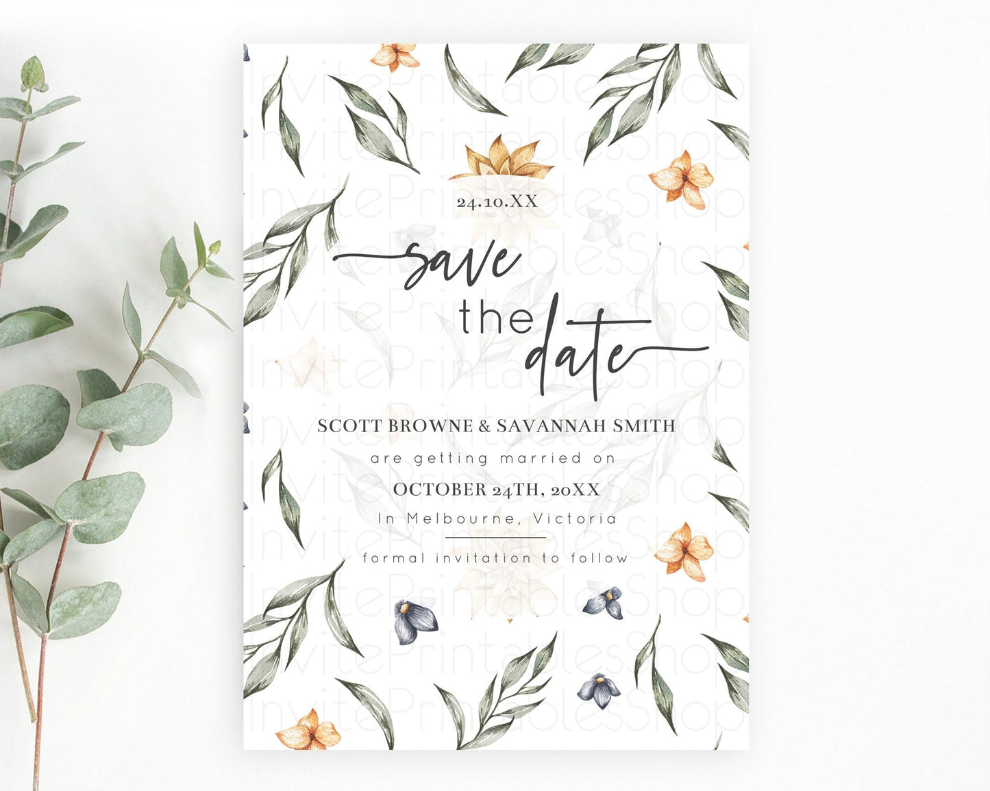Wildflower Save The Date Template Secret Garden Save The Date Pastel Floral Garden Party Boho Flowers Birthday Baby Shower Wedding D10544