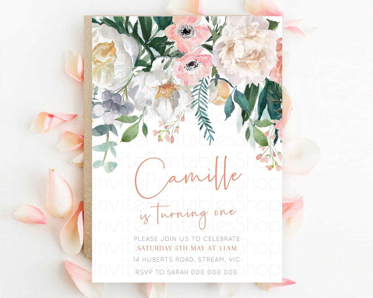 Secret Garden Invitation Wildflower Birthday Invitation Pastel Flowers Invite Enchanted Garden Boho Floral 3rd 2nd First Birthday D10717