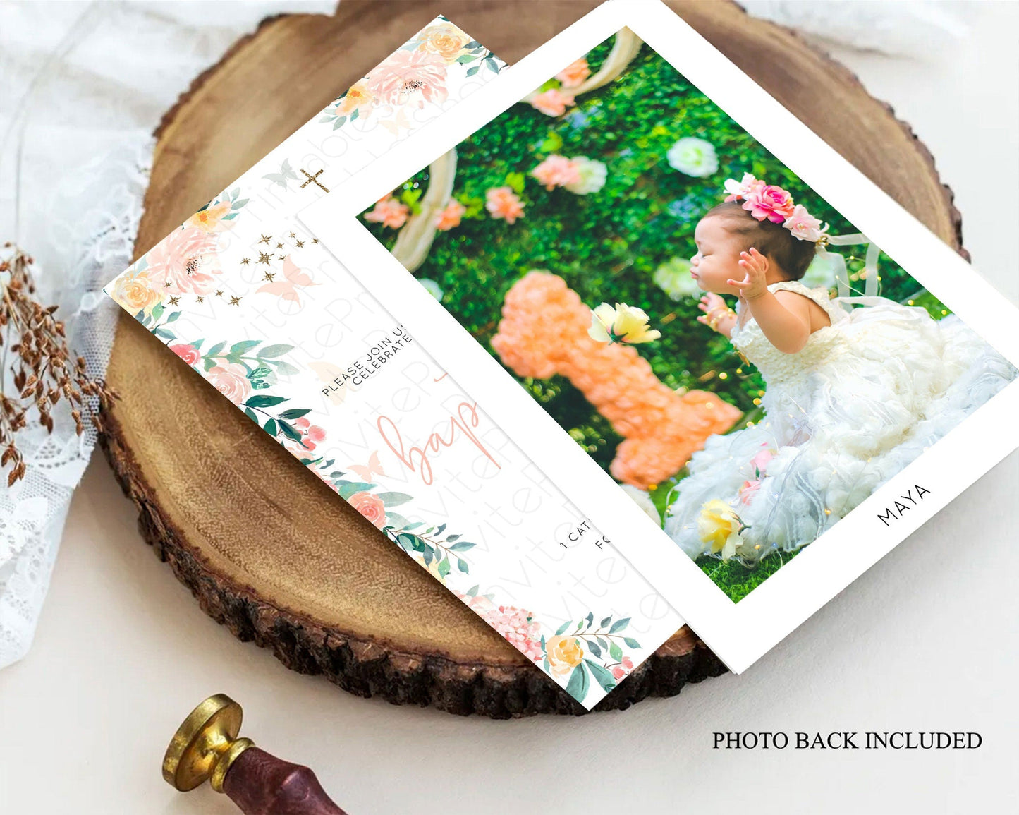 Fairy Baptism Invitation Fairy Baptism 1st Birthday Invitation Enchanted Secret Garden Christening Invite Pastel Floral Butterfly D10789