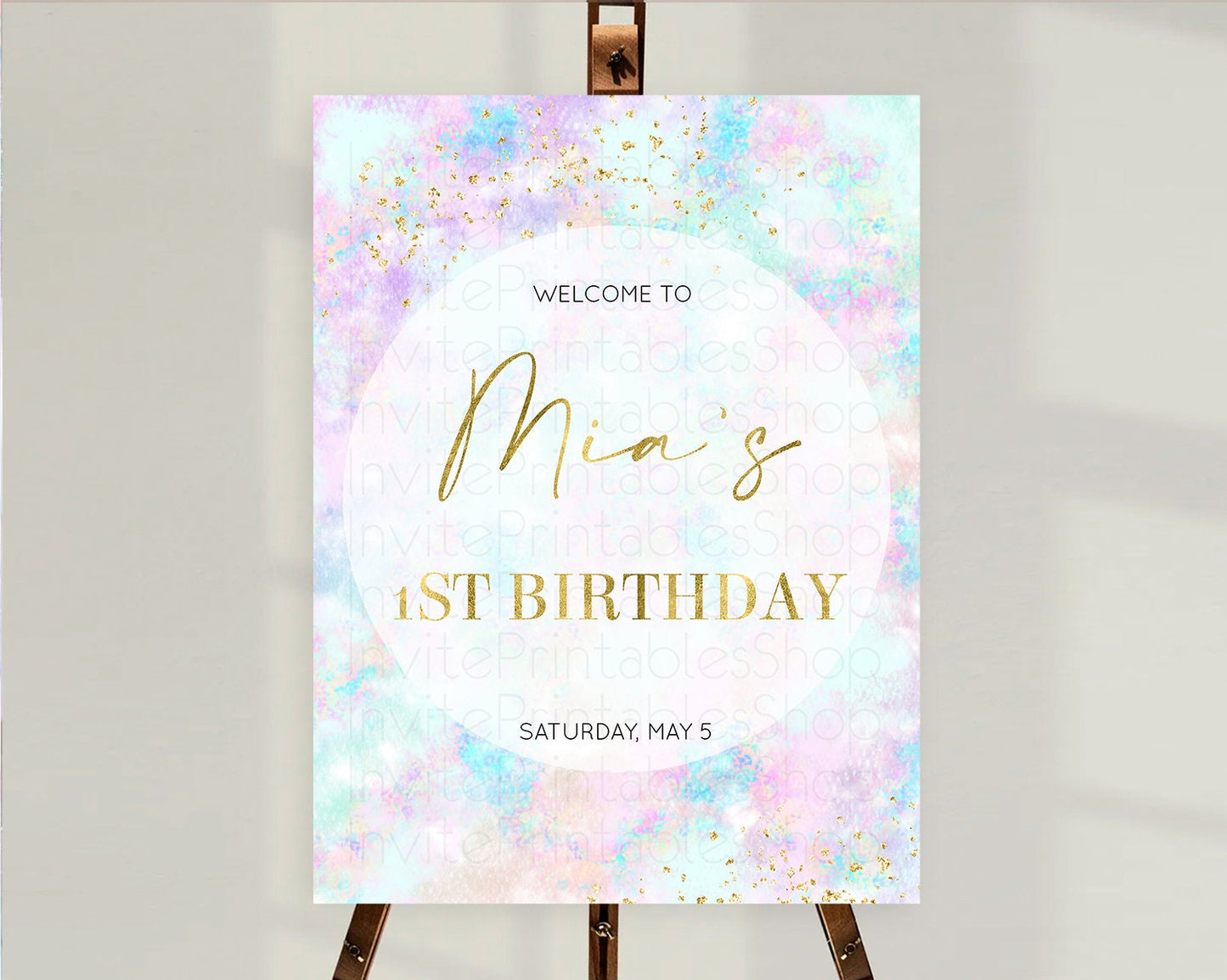 Pastel Welcome Sign Pastel Rainbow Welcome Sign Colorful Rainbow Confetti Watercolor Glitter Pastel First Birthday Welcome Sign D10652