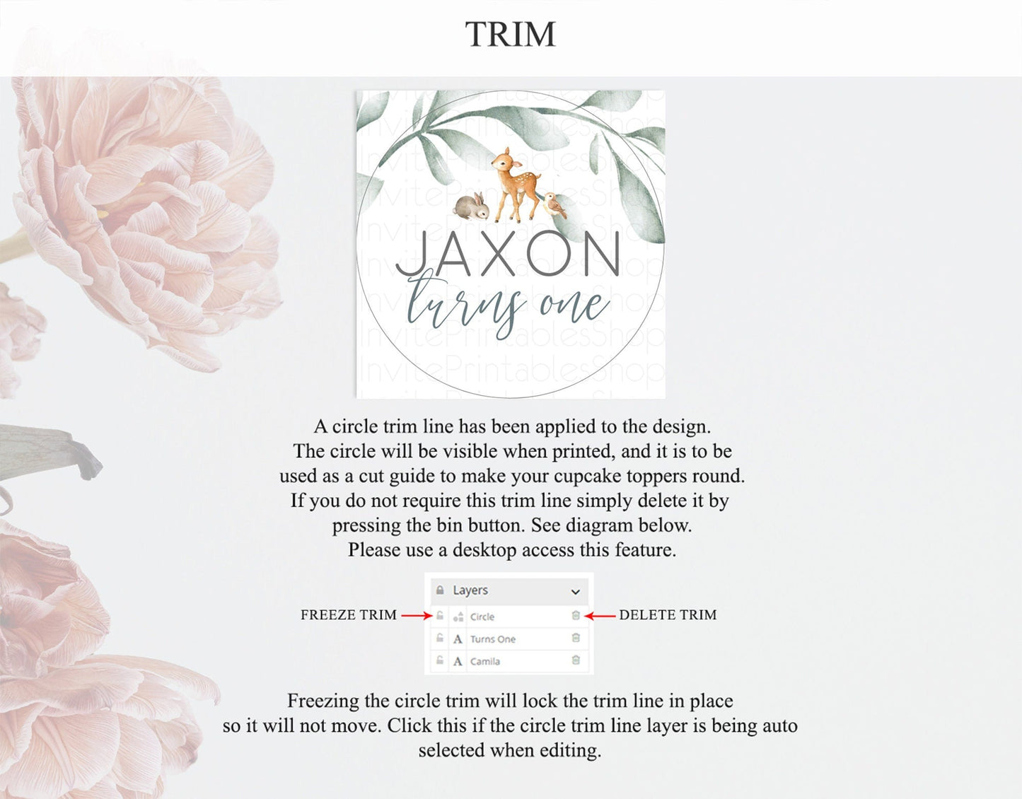 Fawn Cupcake Toppers Deer Cupcake Toppers Enchanted Forest Party Butterfly Pastel Flowers Woofland Cupcake Toppers First Birthday D10872