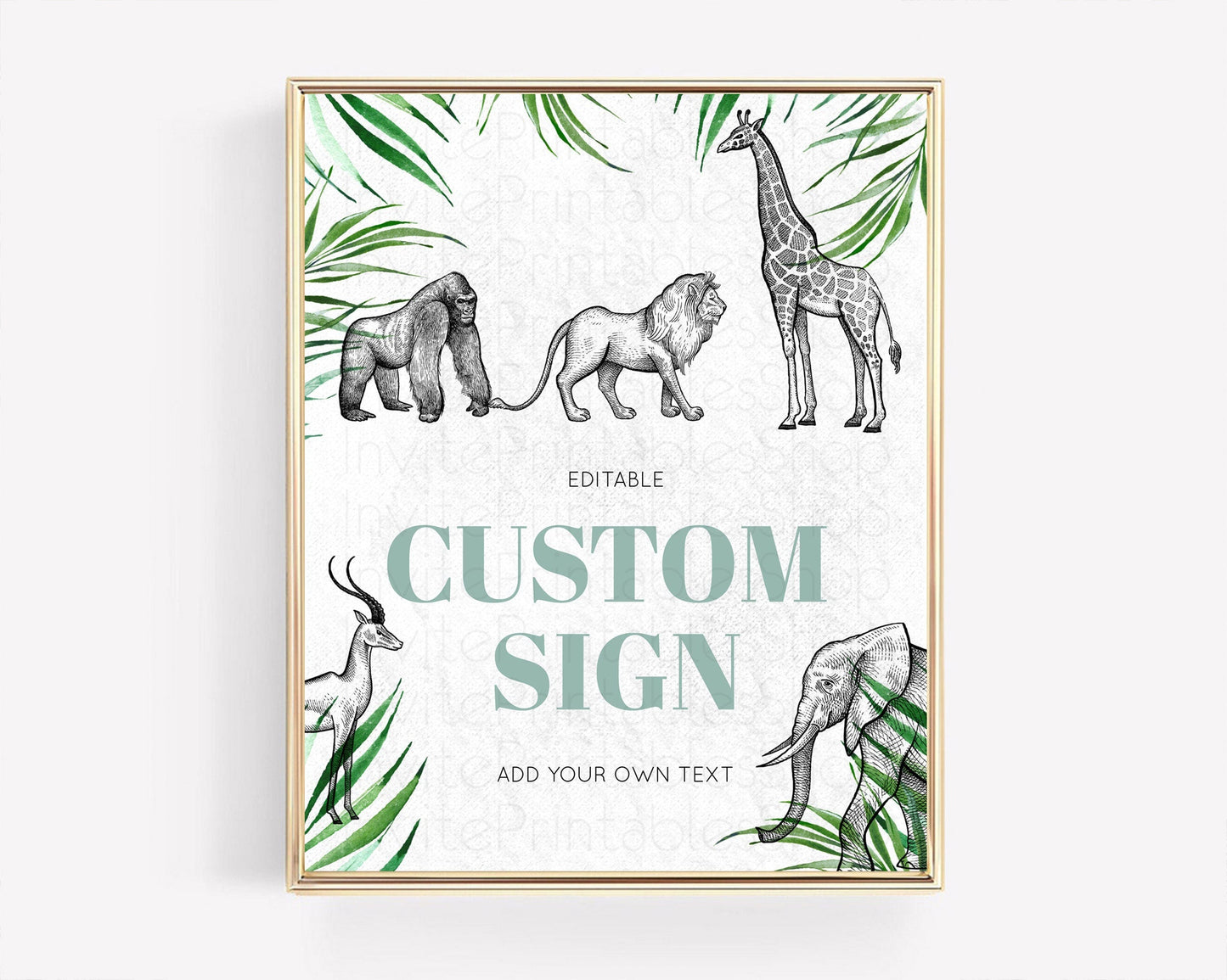 Safari Adventure Table Sign Decor Lion Gorilla Elephant Rhino Animals Party Tropical Palm Zoo Theme 1st Birthday Baptism Baby Shower D10853