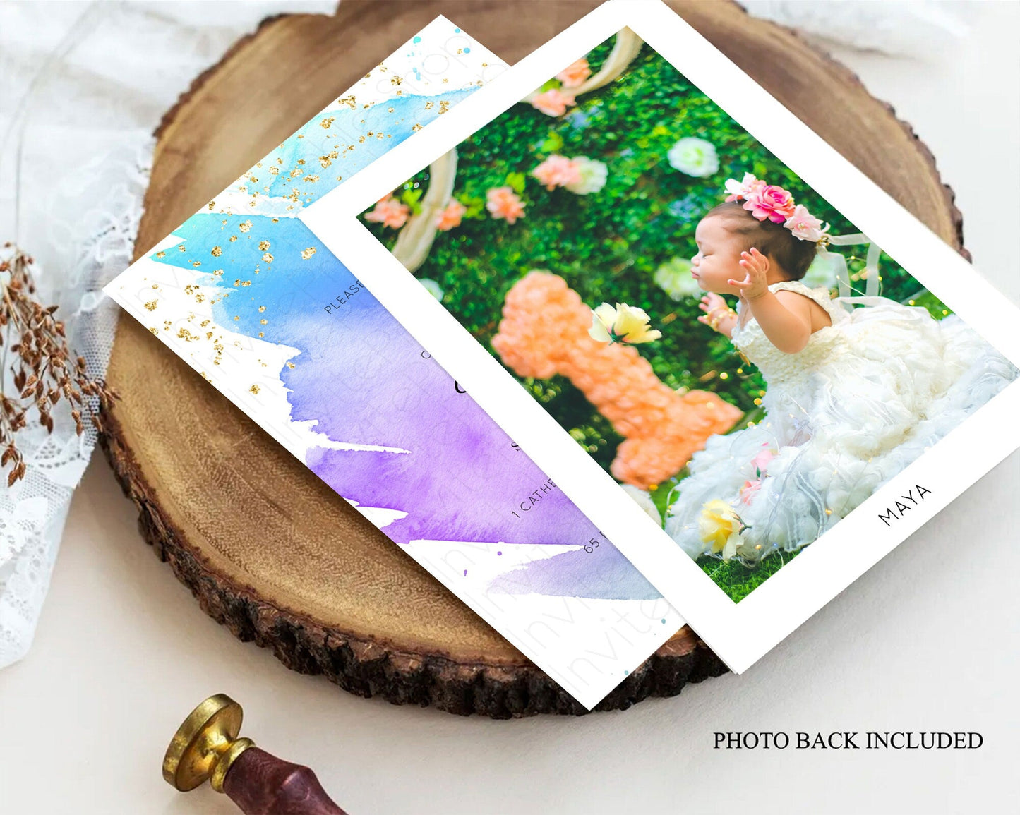 Pastel Baptism Invitation Pastel Colors Watercolor Baptism 1st Birthday Party Gold Ombre Pastel Rainbow Christening Holy Communion D10491