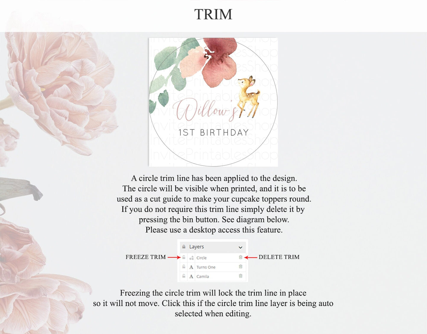 Fawn Cupcake Toppers Deer Cupcake Toppers Enchanted Forest Party Butterfly Pastel Flowers Woofland Cupcake Toppers First Birthday D10915