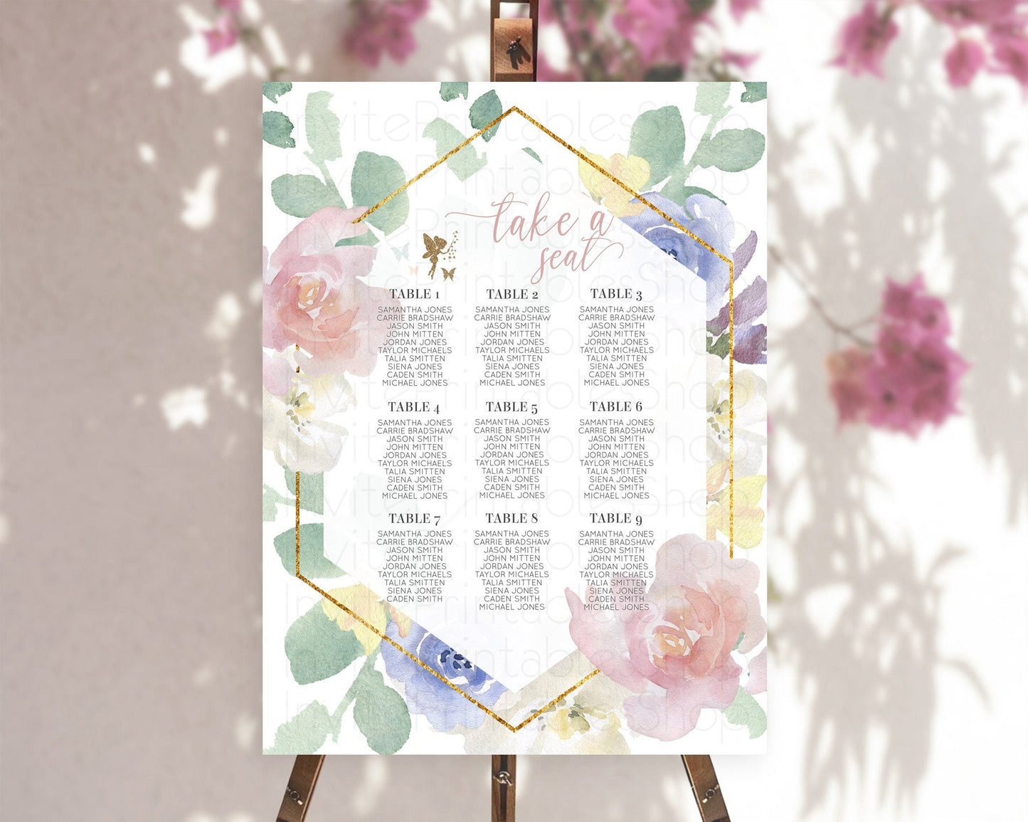 Fairy Seating Chart Pastel Fairy Seating Chart Fairy Tea Party Fairy Garden Seating Sign Enchanted Garden Floral Butterfly Decor D10294