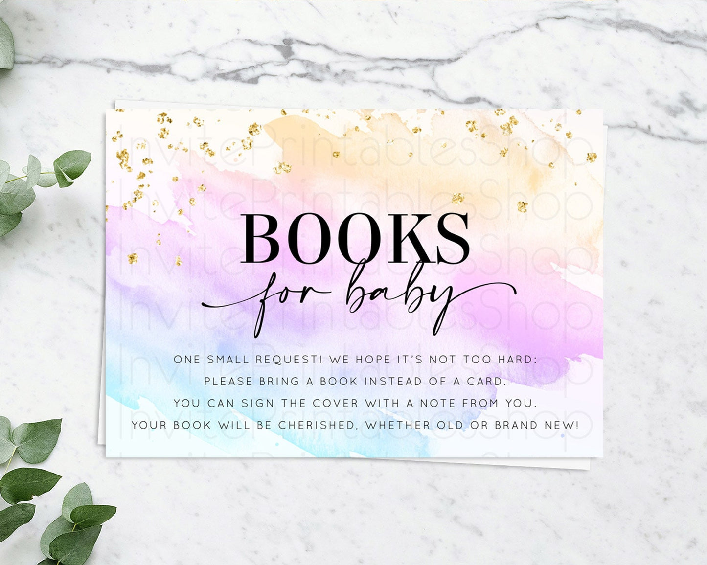 Pastel Books For Baby Card Pastel Rainbow Book Insert Colorful Ombre Watercolor Book Card Confetti Glitter Baby Book Poem Request D10175