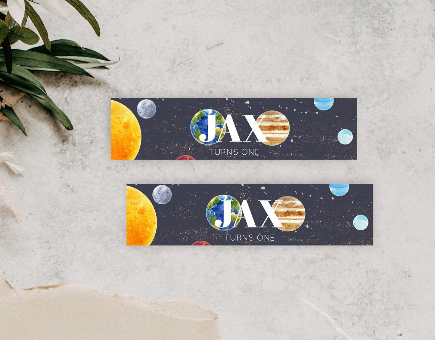 Space Water Label Template Space Adventure Party Decor First Trip Around the Sun Planets Solar System Birthday Baptism Baby Shower D10144