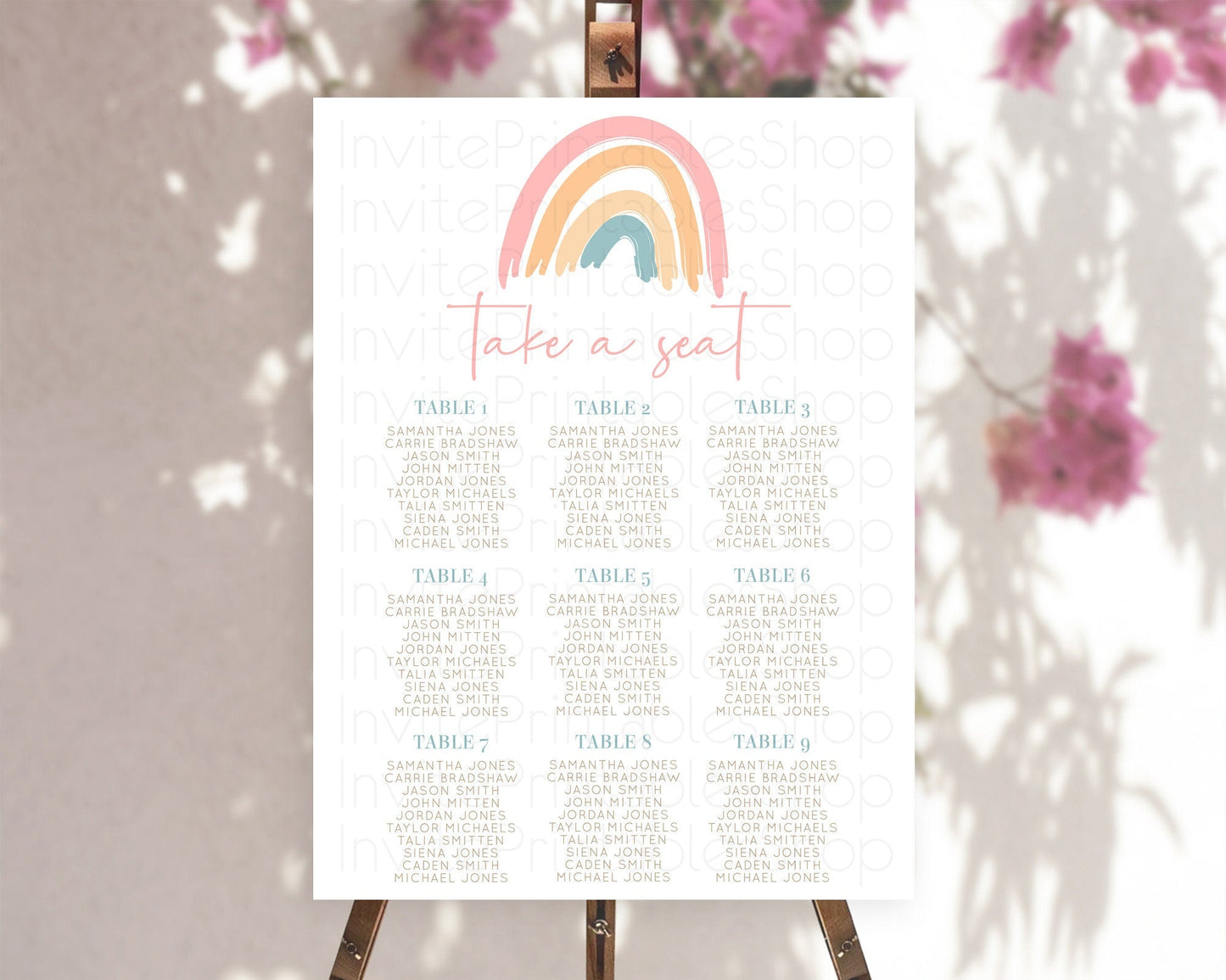 Pastel Rainbow Seating Chart Boho Rainbow Seating Chart Rainbow Seating Chart Pastel Seating Chart Boho Rainbow Seating Sign D10351