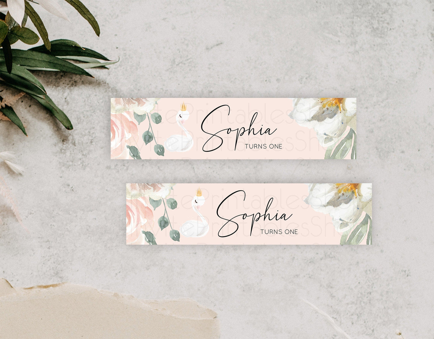 Swan Water Label Template Swan Princess Ballet Party Decor Enchanted Secret Garden Pastel Floral Birthday Baptism Baby Shower D10755