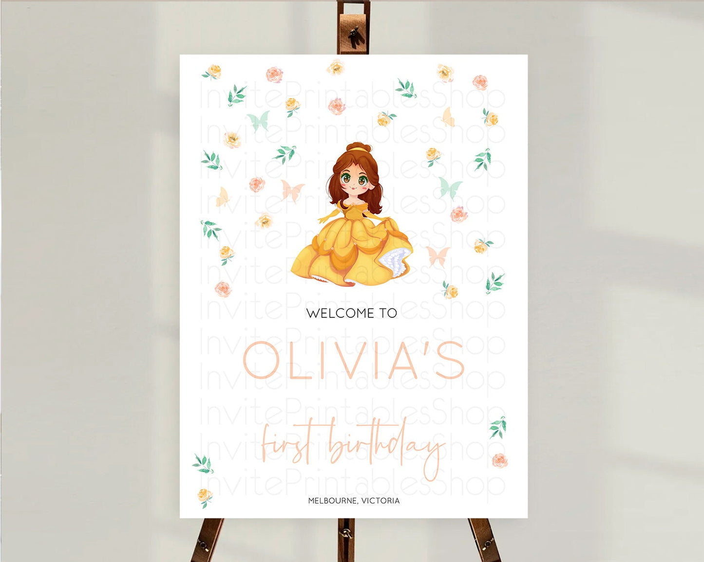 Princess Birthday Welcome Sign Castle Welcome Board Secret Garden Enchanted Castle Pastel Floral Garden First Birthday Welcome Sign D10890