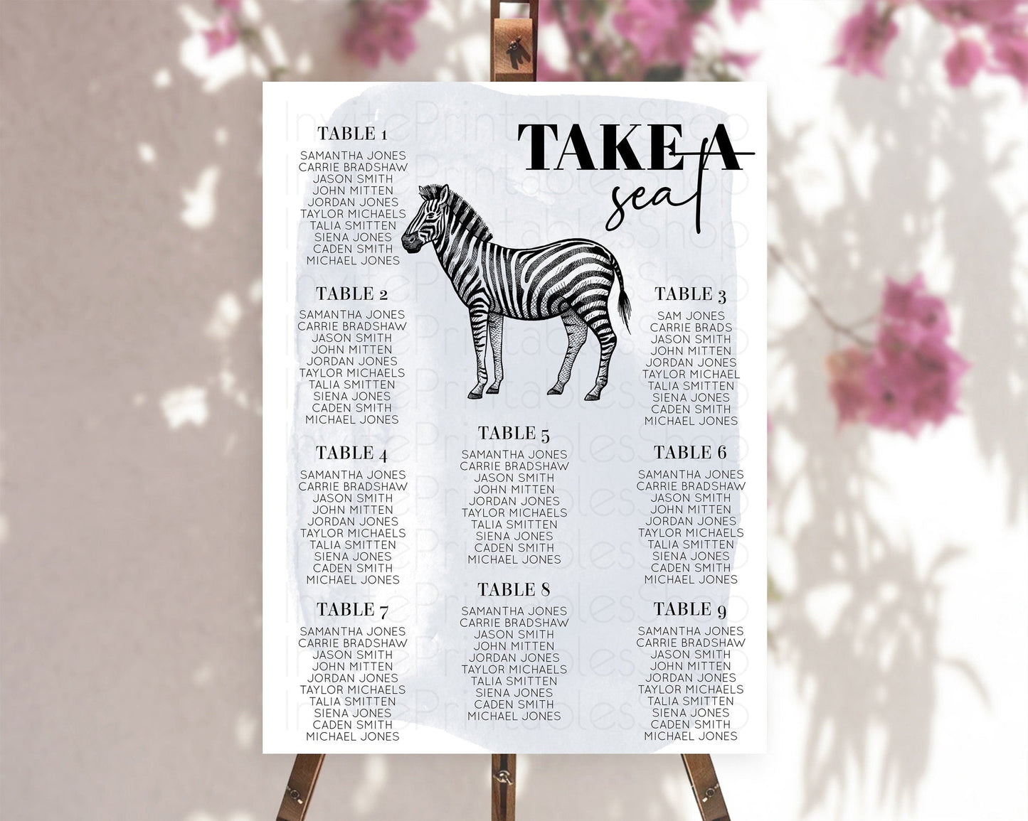 Zebra Seating Chart Zebra Seating Sign Zebra Take A Seating Chart Zebra Safari Adventure Decor Zoo Party Zebra Palm Leaf Decor D10814
