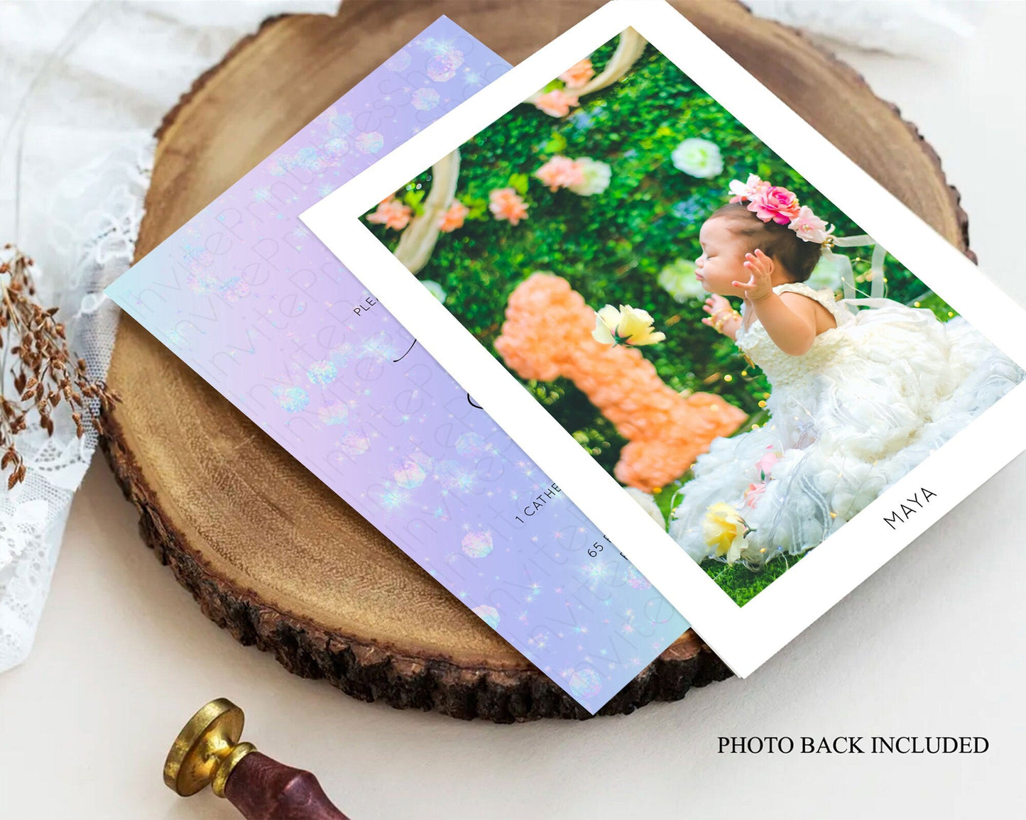 Rainbow Baptism Invitation Colorful Pastel Watercolor Baptism 1st Birthday Invitation Iridescent Glitter Sprinkles Ombre Christening D10663