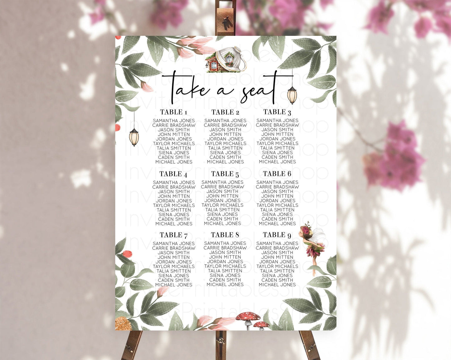 Fairy Seating Chart Pastel Fairy Seating Chart Fairy Tea Party Fairy Garden Seating Sign Enchanted Garden Floral Butterfly Decor D10851