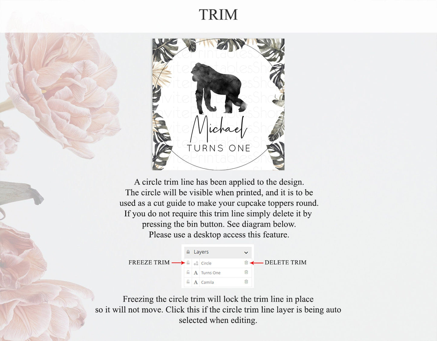 Gorilla Cupcake Toppers Jungle Gorilla Cupcake Gorilla Party Decor Gorilla Jungle Adventure Zoo Green Palm Leaf Fern First Birthday D10804