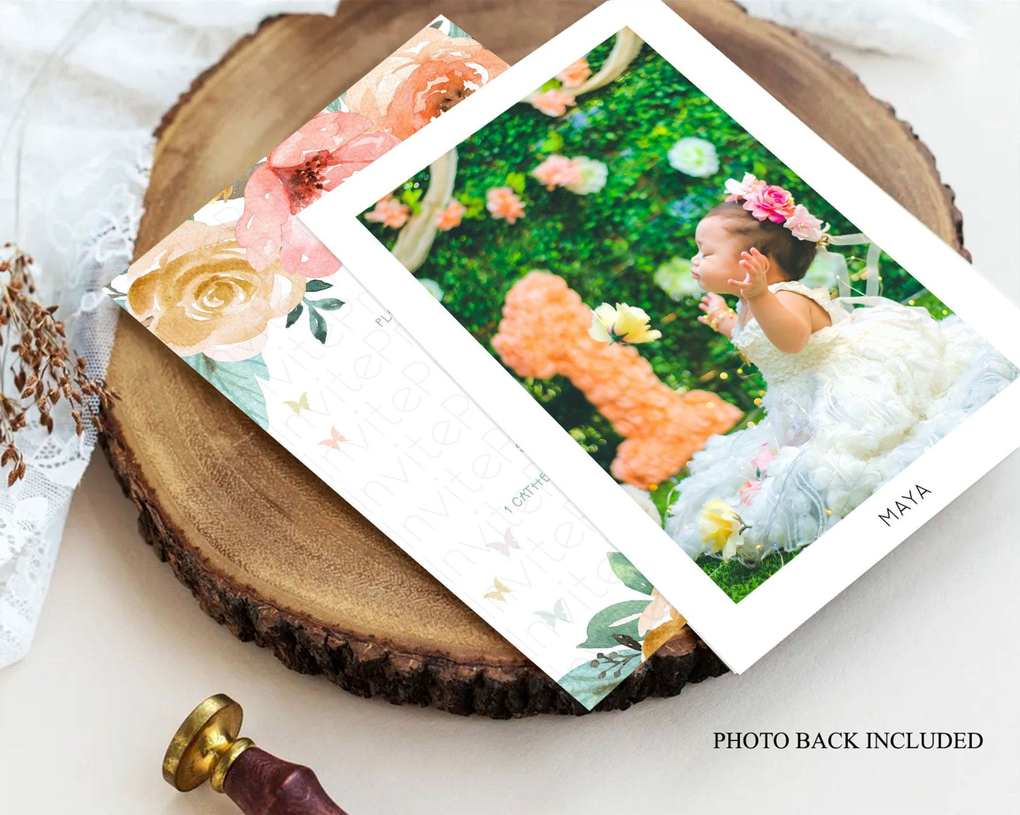 Secret Garden Baptism Invitation Wildflower Baptism Birthday Invite Pastel Flowers Christening Invite Enchanted Garden Boho Floral D10347