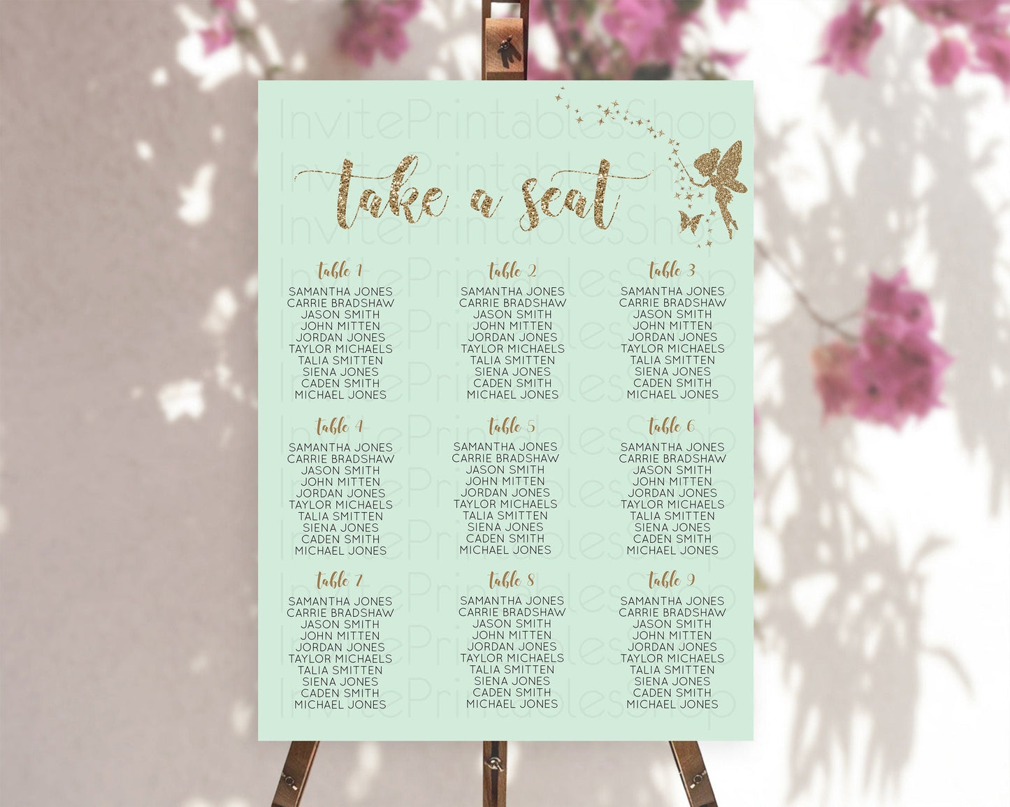 Fairy Seating Chart Pastel Fairy Seating Chart Fairy Tea Party Fairy Garden Seating Sign Enchanted Garden Floral Butterfly Decor D10908