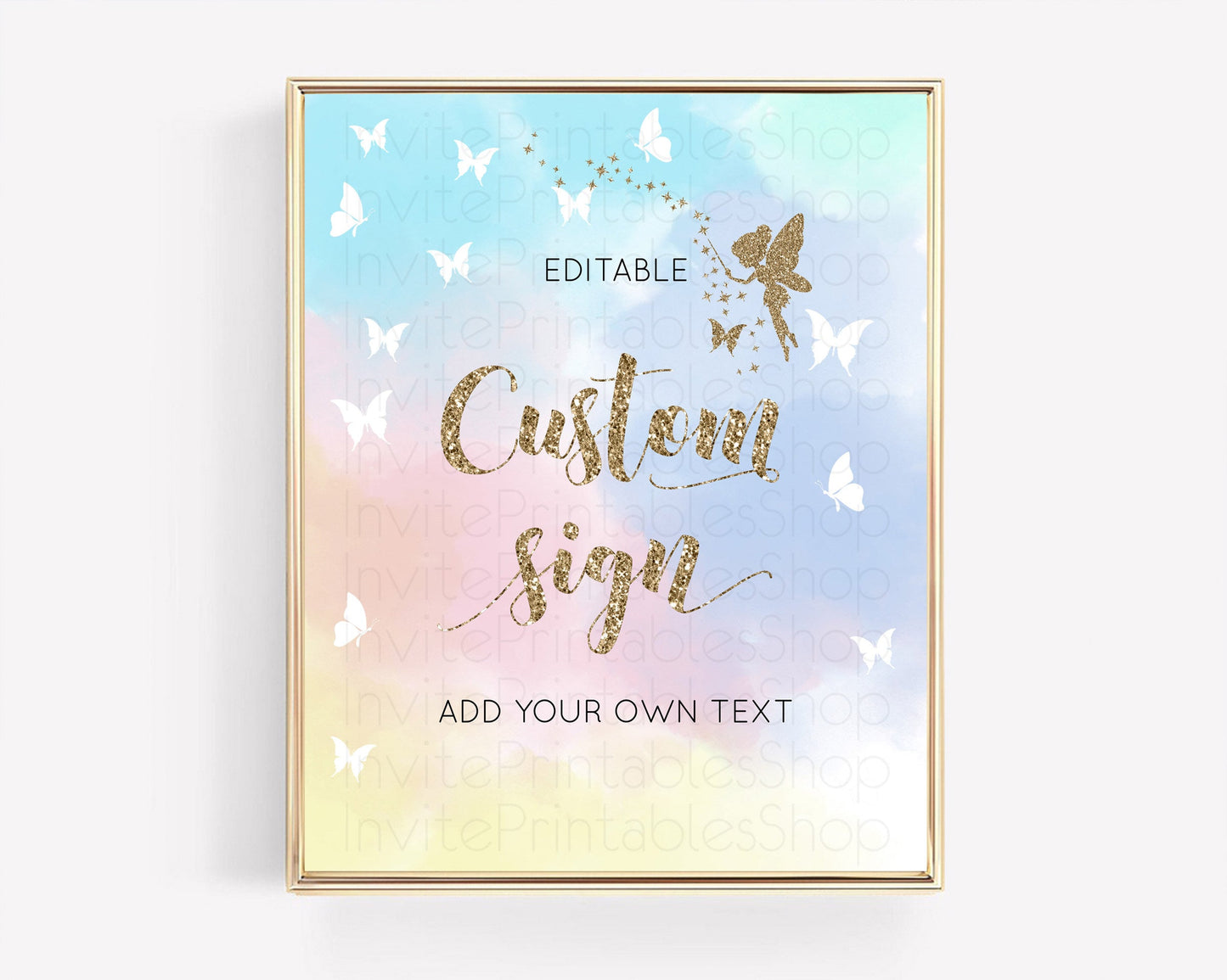Fairy Sign Enchanted Garden Table Sign Decor Pastel Floral Butterfly Party Secret Garden Birthday Baptism Baby Shower Bridal Shower D10894
