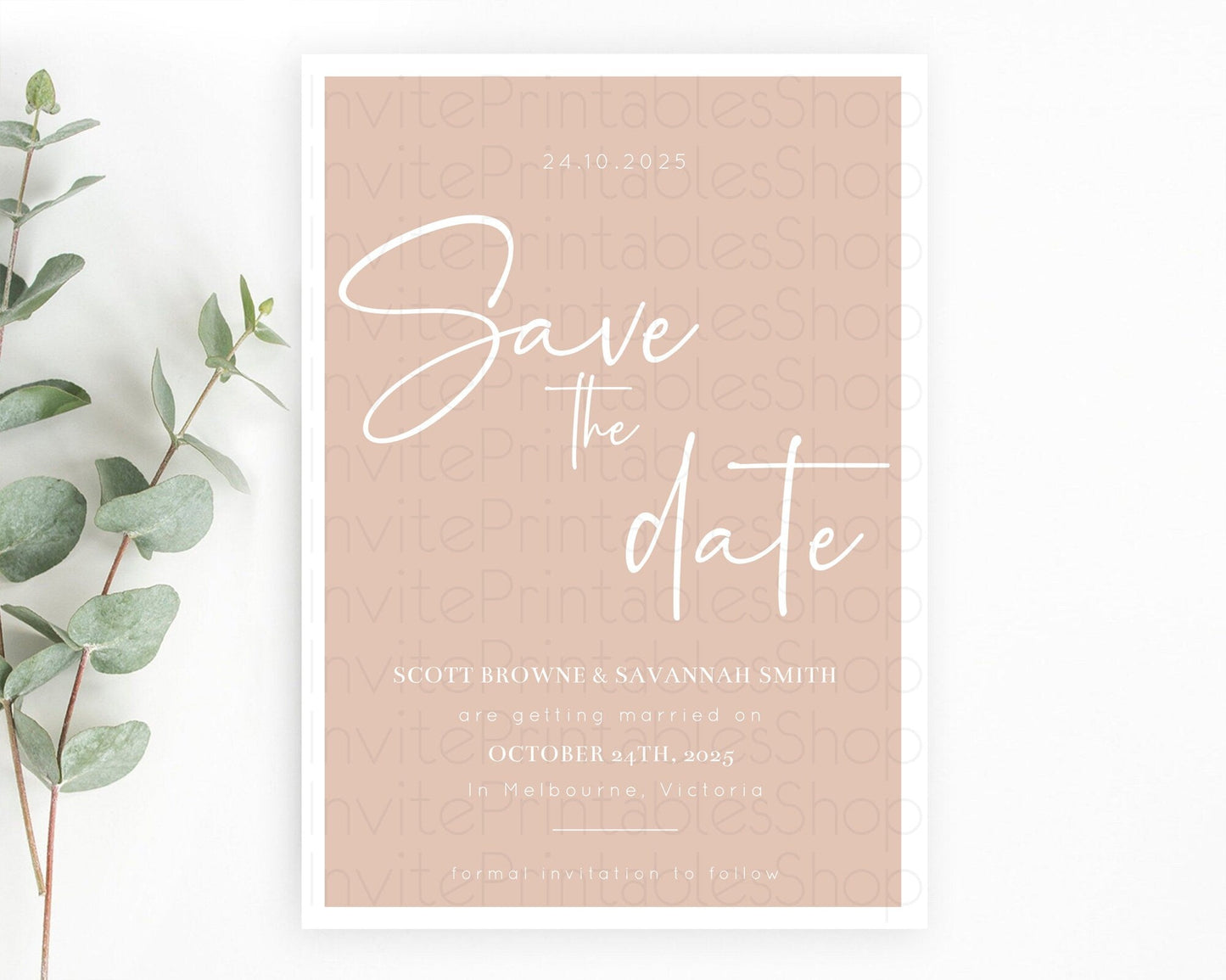 Minimalist Orange Save The Date Template Simple Modern Orange Party Theme For 1st Birthday Baptism Baby Shower Wedding Bridal Shower D10938