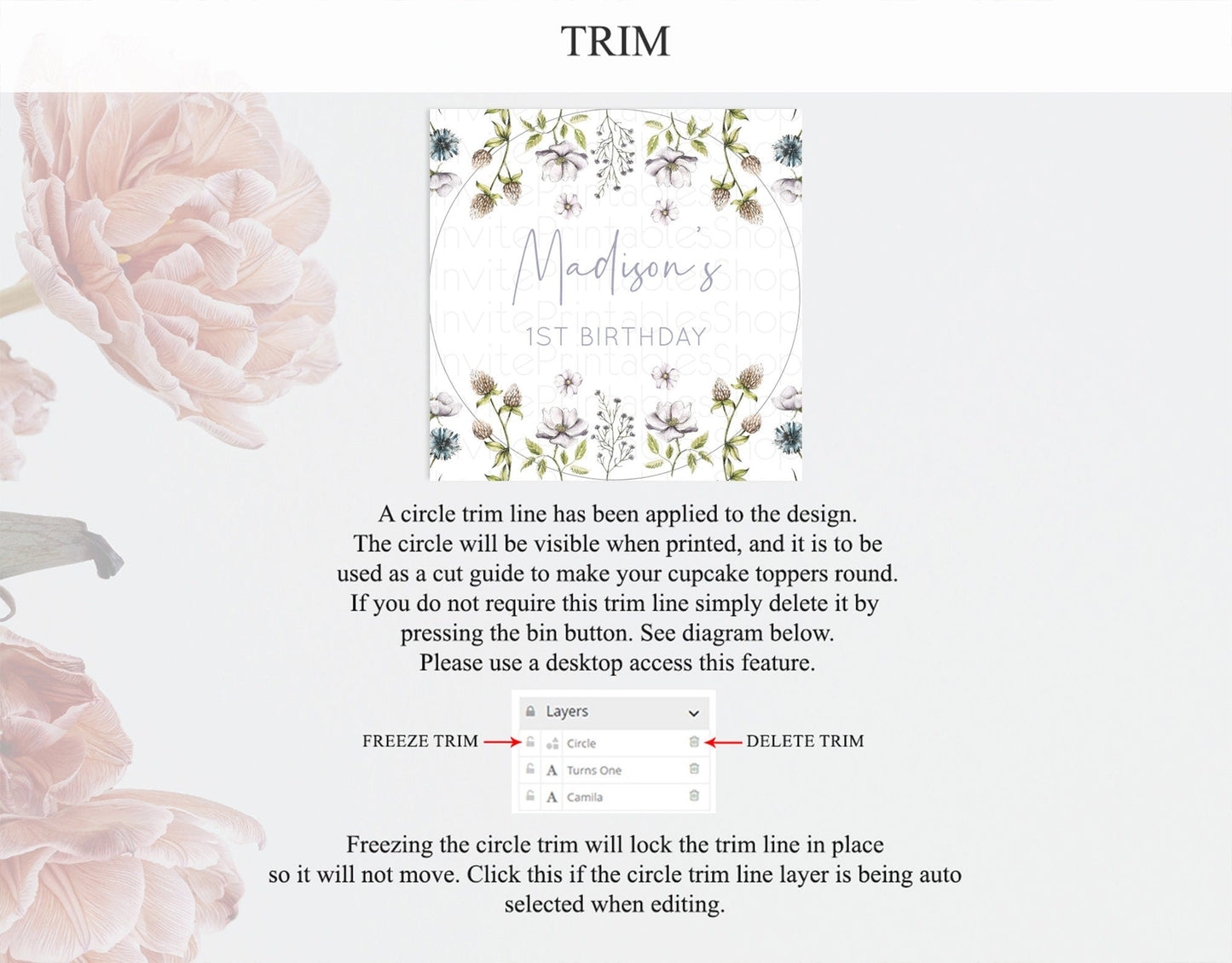 Secret Garden Cupcake Toppers Wildflower Cupcake Toppers Pastel Flowers Cupcake Toppers Enchanted Garden Boho Floral First Birthday D10603