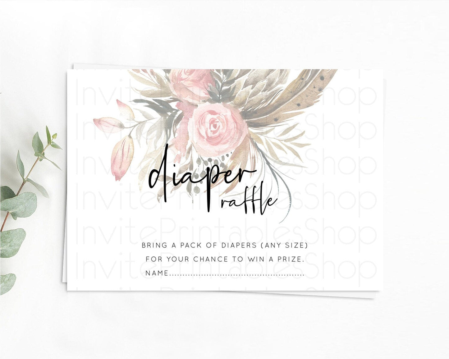 Secret Garden Diaper Raffle Card Boho Wildflower Diaper Raffle Insert Pastel Flower Garden Baby Shower Card Flower Raffle Game D10686